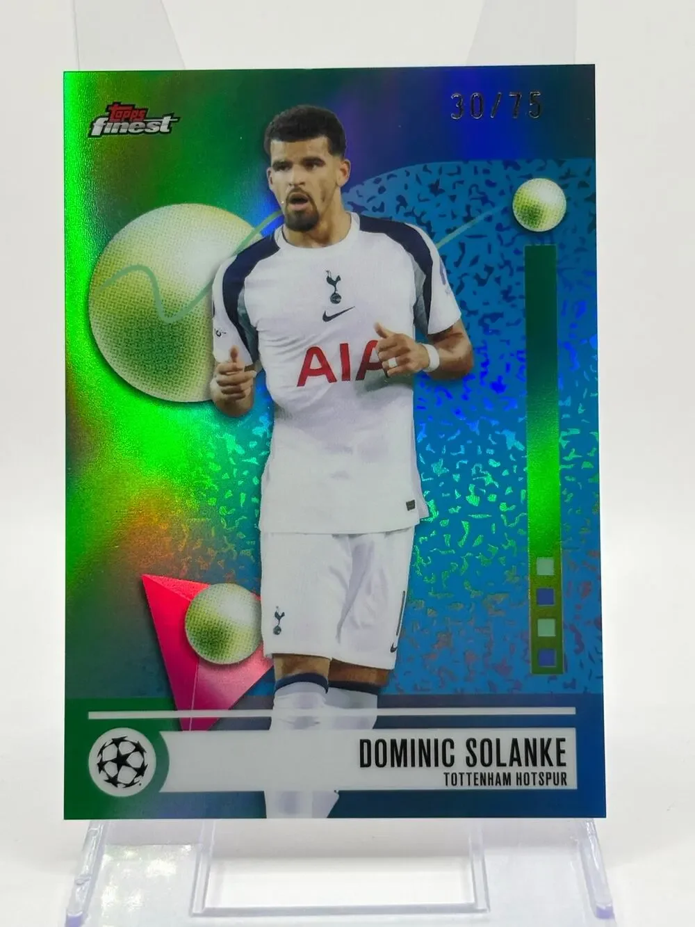 2025-26 Topps Finest UEFA Dominic Solanke Green Refractor 30/75 SP Tottenham